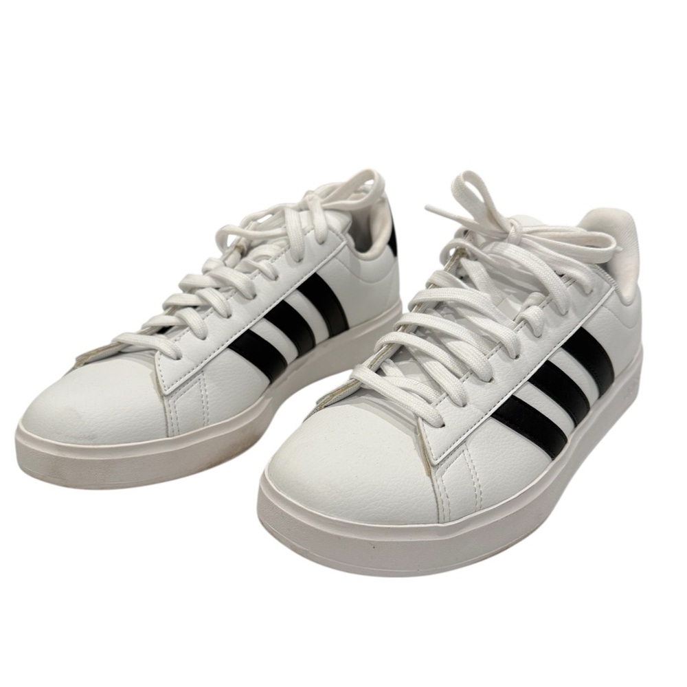 Adidas Grand Court 2.0 Cloudfoam White 3 Stripe Low Top Sneakers 9 - Picture 5 of 9